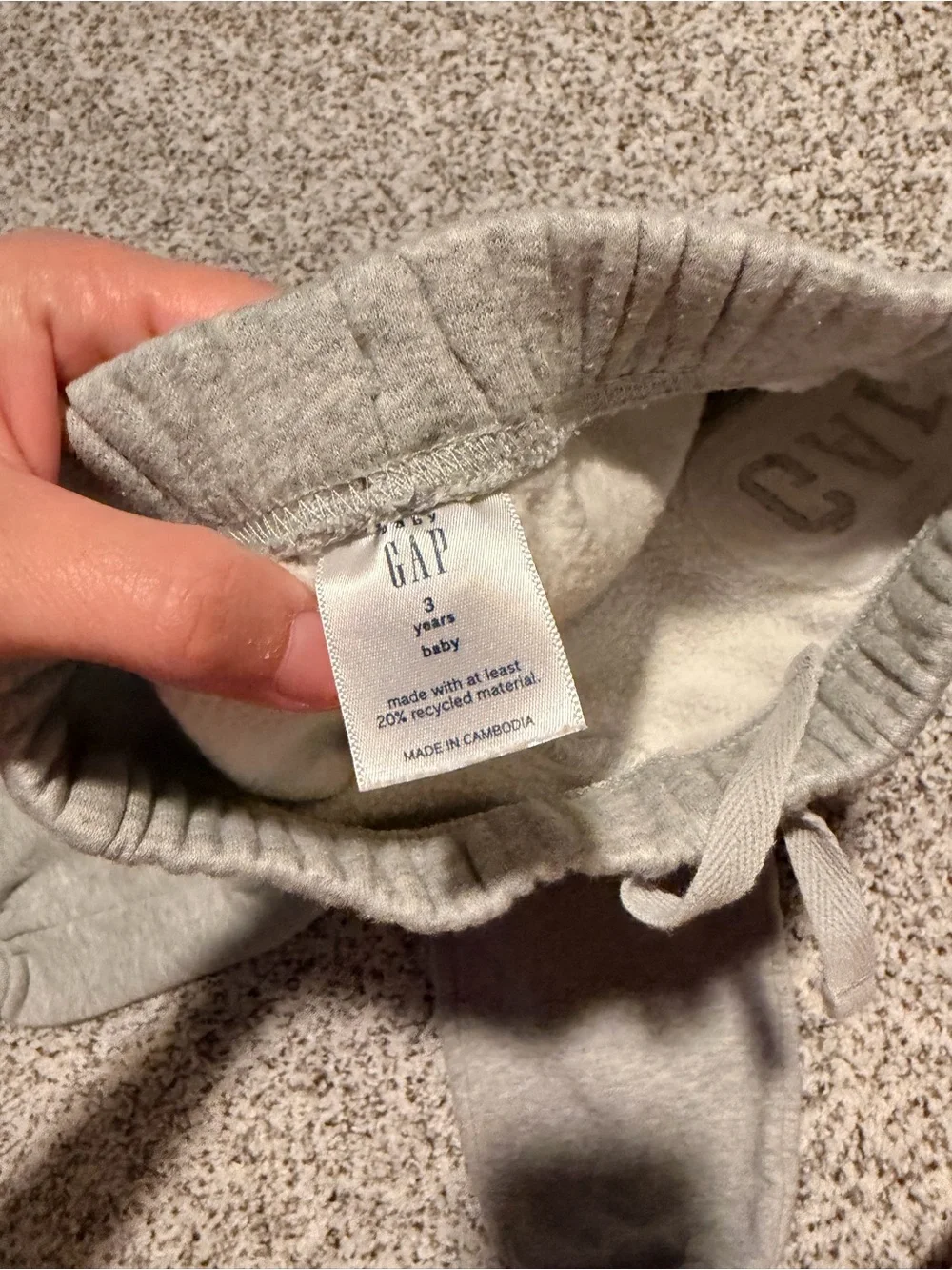 GAP Light Gray Kids Sweatpants with Navy Logo